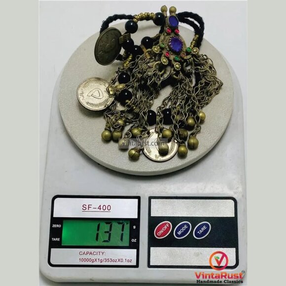 Coins and Beads Chain Necklace: Tribal Handmade Afghan Pendant - Picture 7 of 7